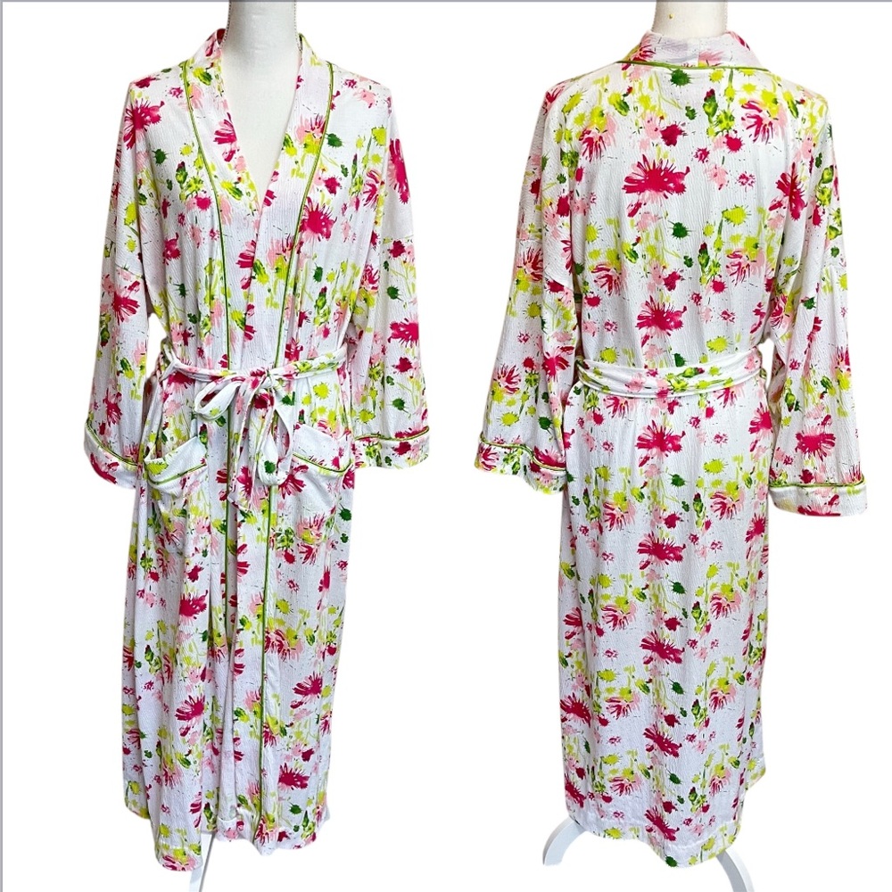 Soft Surroundings Painterly Floral Jersey Knit Robe